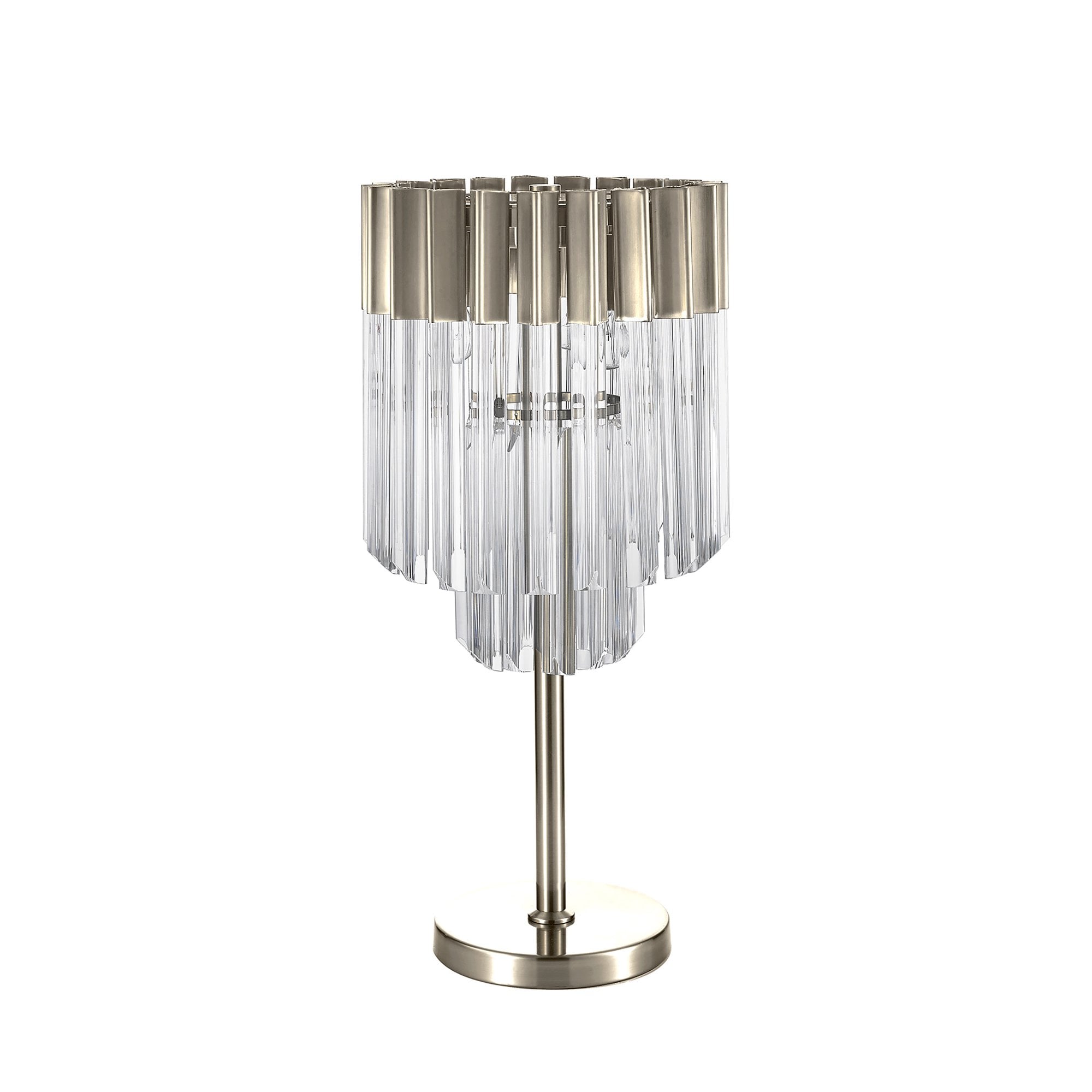NL82389 Vienna Table Lamp 3 Light Polished Nickel/Clear Glass