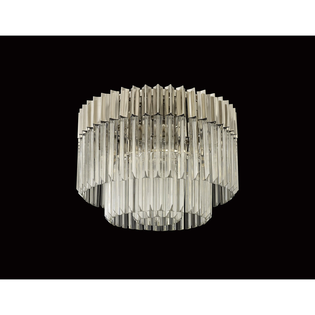 NL82419 Vienna Ceiling Round 7 Light Polished Nickel/Clear Glass