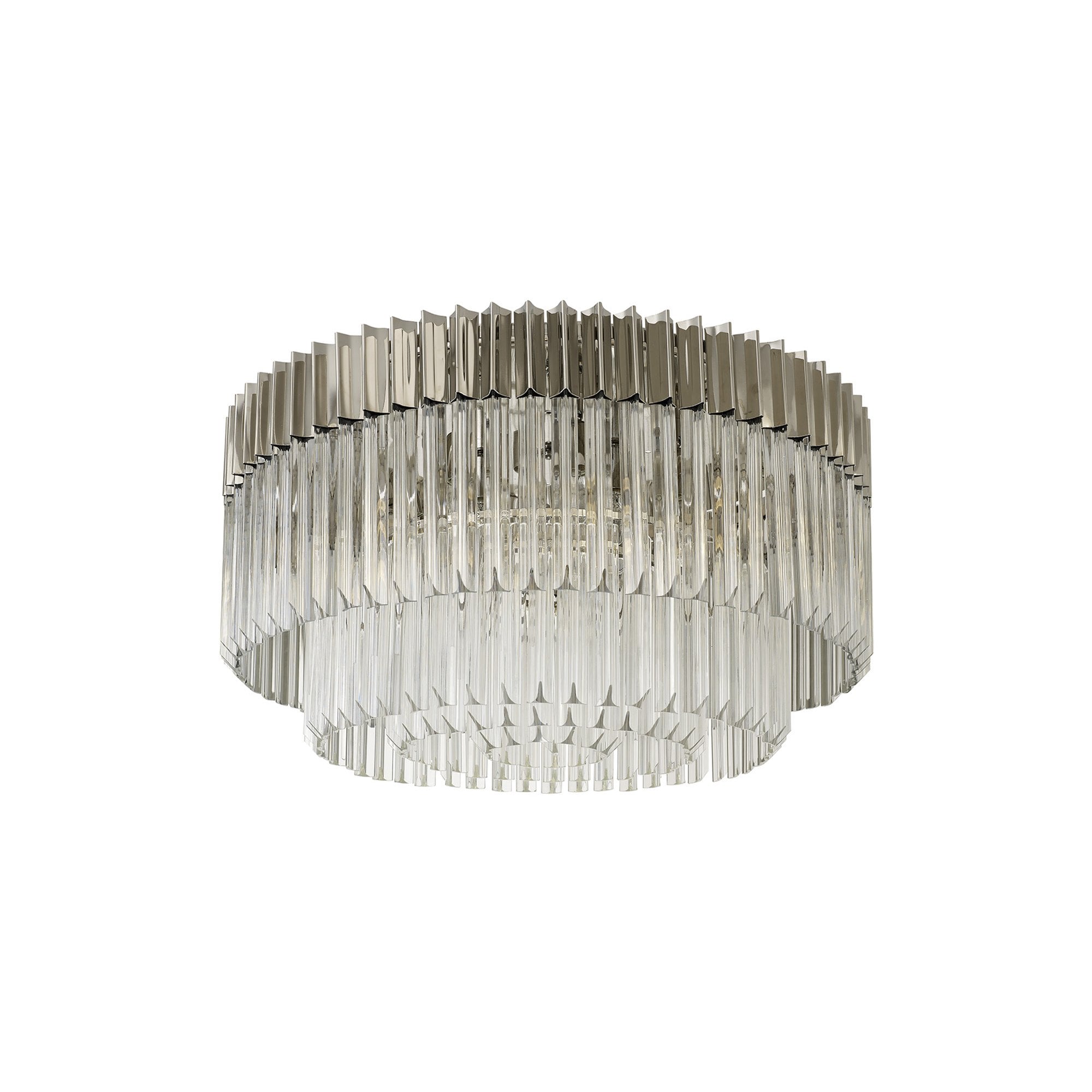 NL82429 Vienna Ceiling Round 12 Light Polished Nickel/Clear Glass