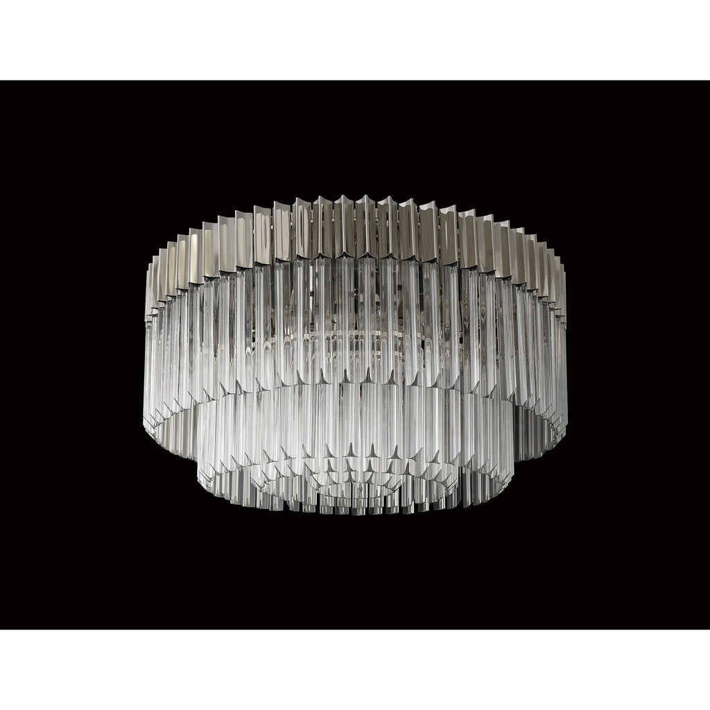 NL82429 Vienna Ceiling Round 12 Light Polished Nickel/Clear Glass