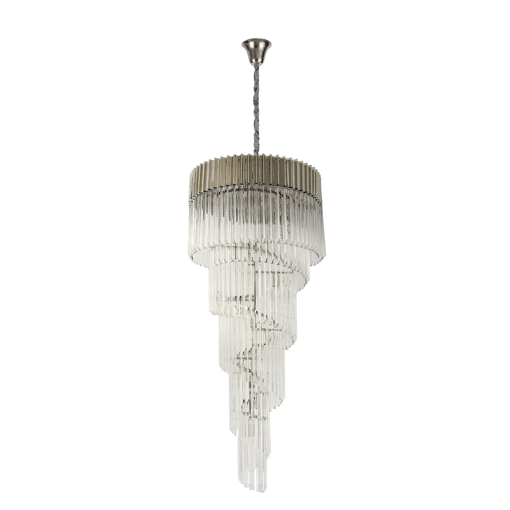 NL82439 Vienna Pendant Round 5 Tier 23 Light Polished Nickel/Clear Glass