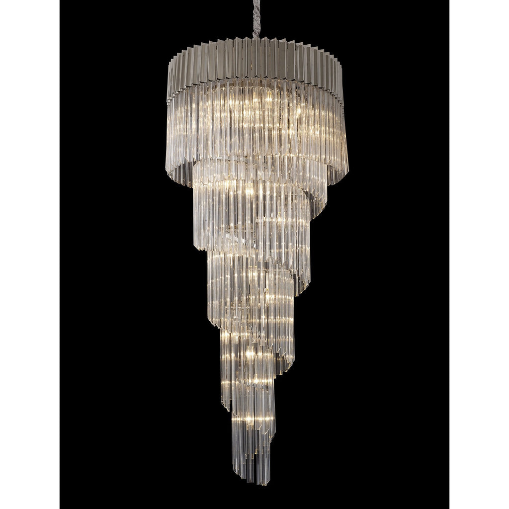 NL82439 Vienna Pendant Round 5 Tier 23 Light Polished Nickel/Clear Glass