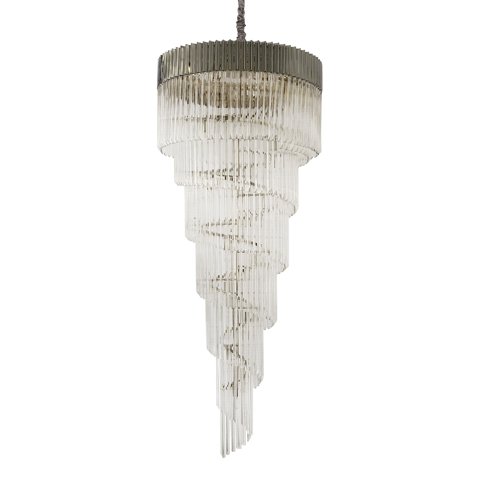 NL82449 Vienna Pendant Round 7 Tier 31 Light Polished Nickel/Clear Glass