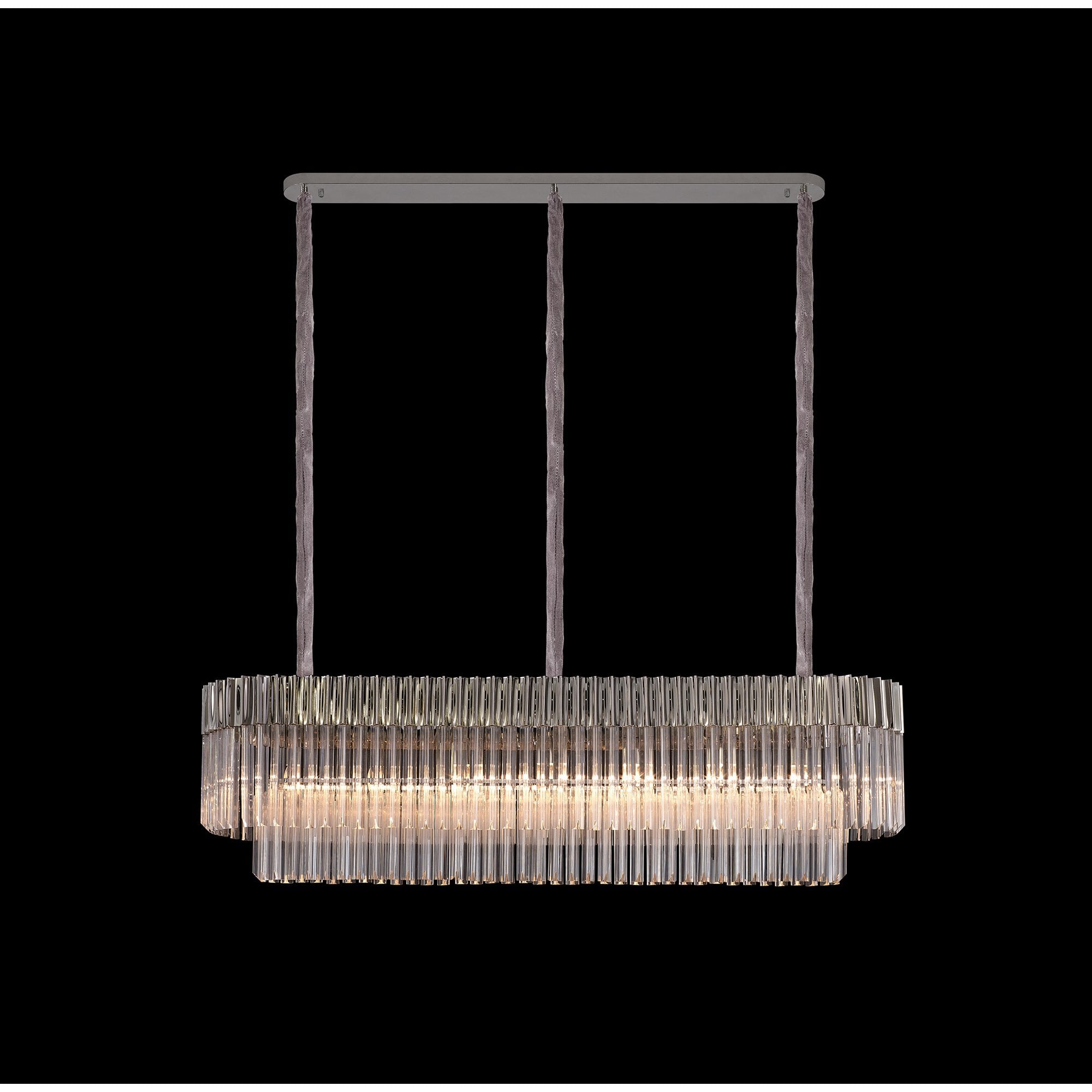 NL82469 Vienna Pendant Rectangle 7 Light Polished Nickel/Clear Glass