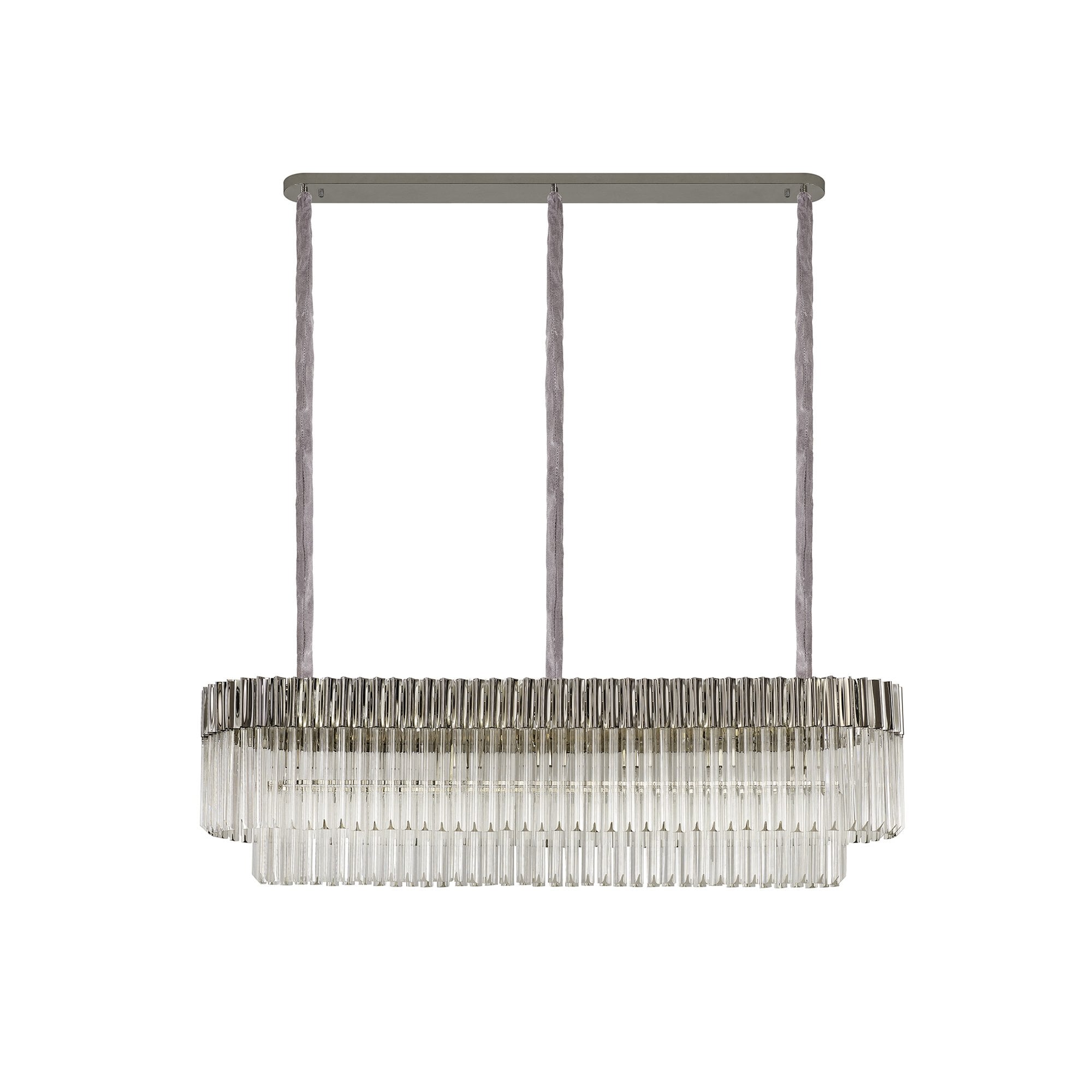 NL82469 Vienna Pendant Rectangle 7 Light Polished Nickel/Clear Glass