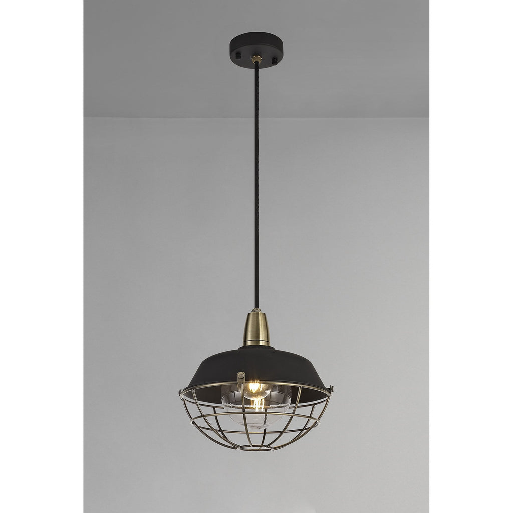 NL78479 Koby Outdoor Pendant 1 Light Matt Black/Brushed Bronze