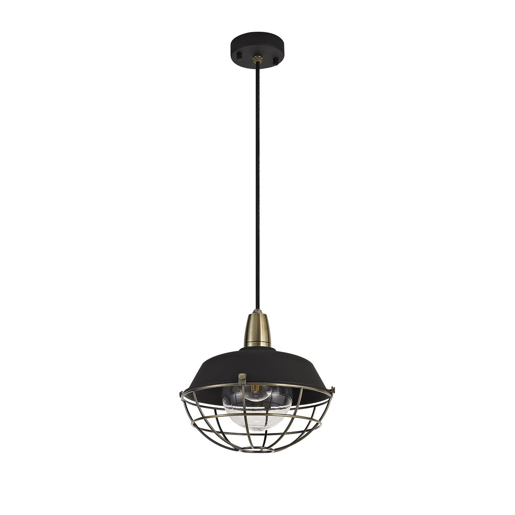 NL78479 Koby Outdoor Pendant 1 Light Matt Black/Brushed Bronze