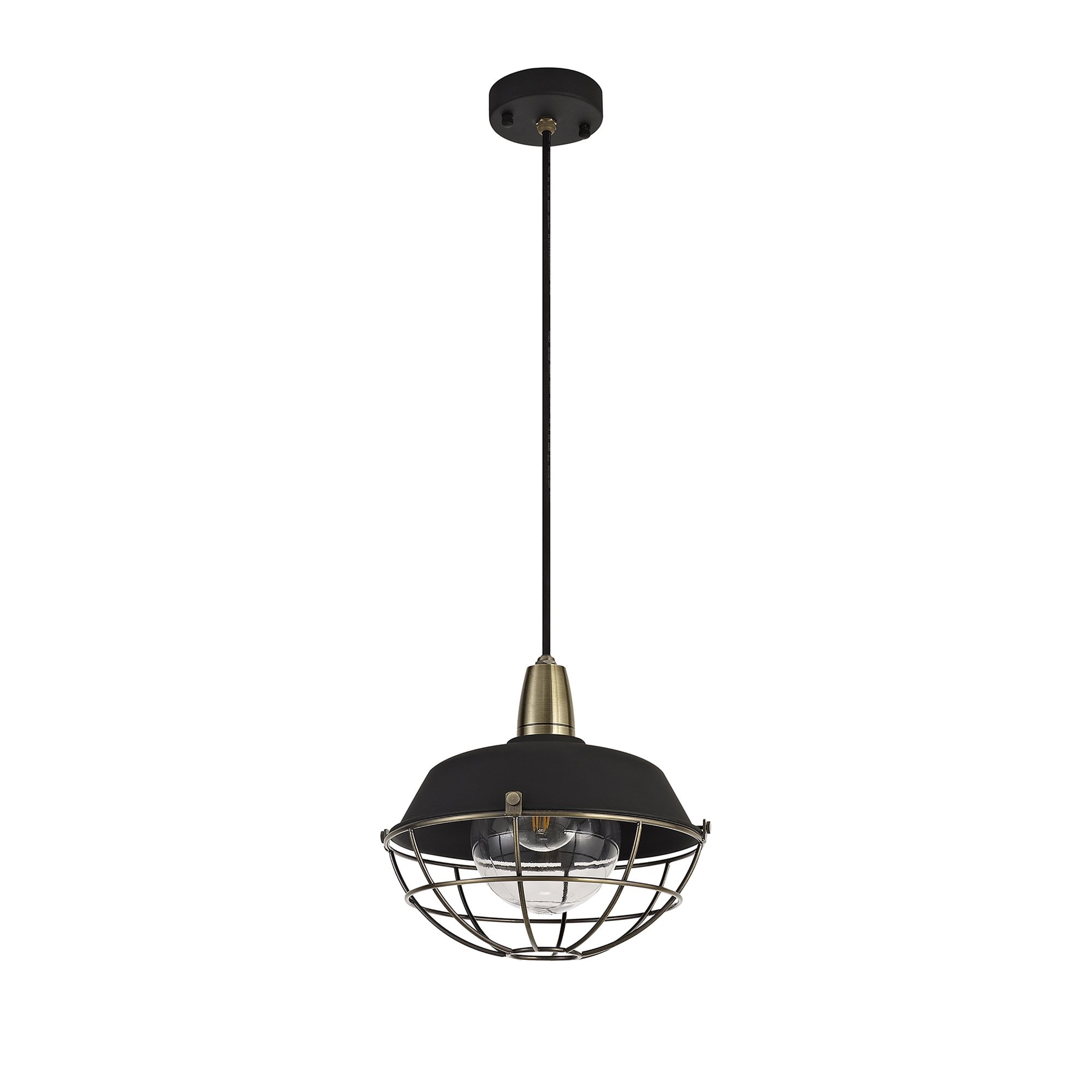 NL78479 Koby Outdoor Pendant 1 Light Matt Black/Brushed Bronze