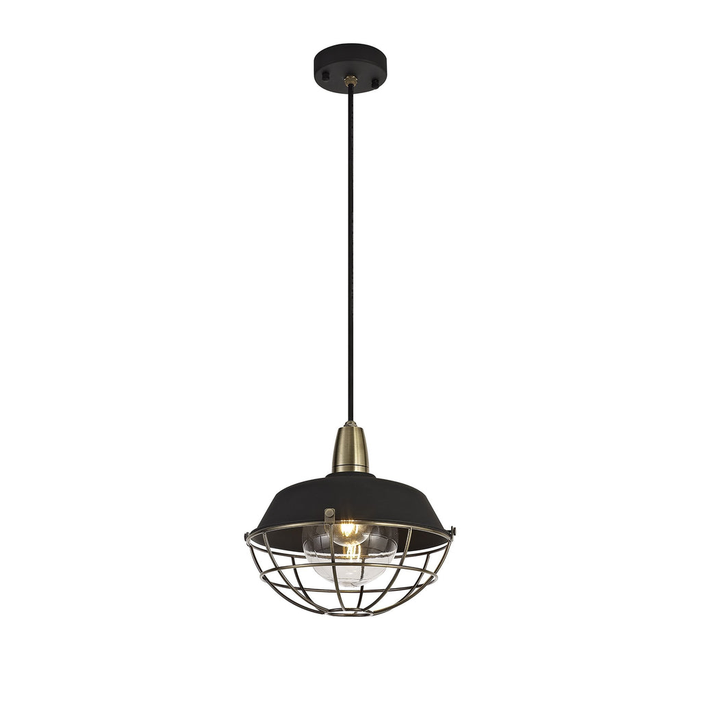 NL78479 Koby Outdoor Pendant 1 Light Matt Black/Brushed Bronze