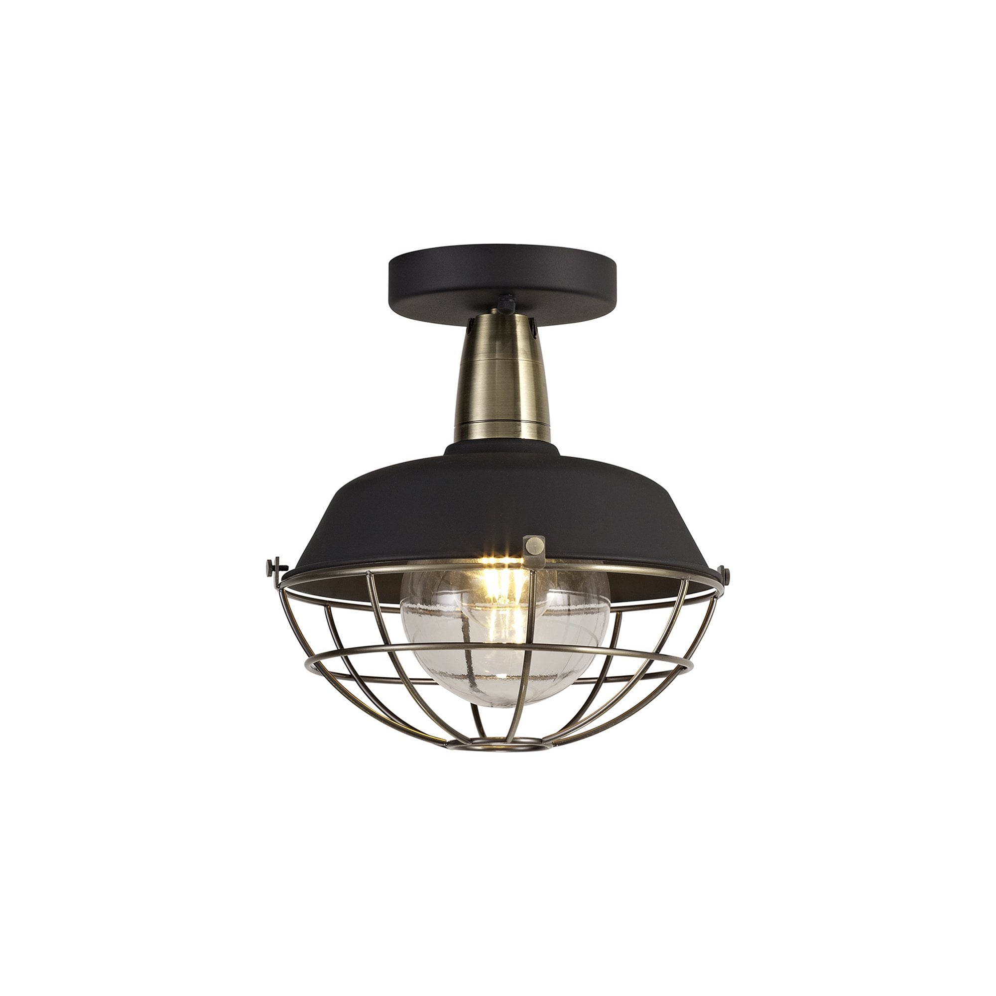 NL78489 Koby Outdoor Semi-Flush Ceiling 1 Light Matt Black/Brushed Bronze