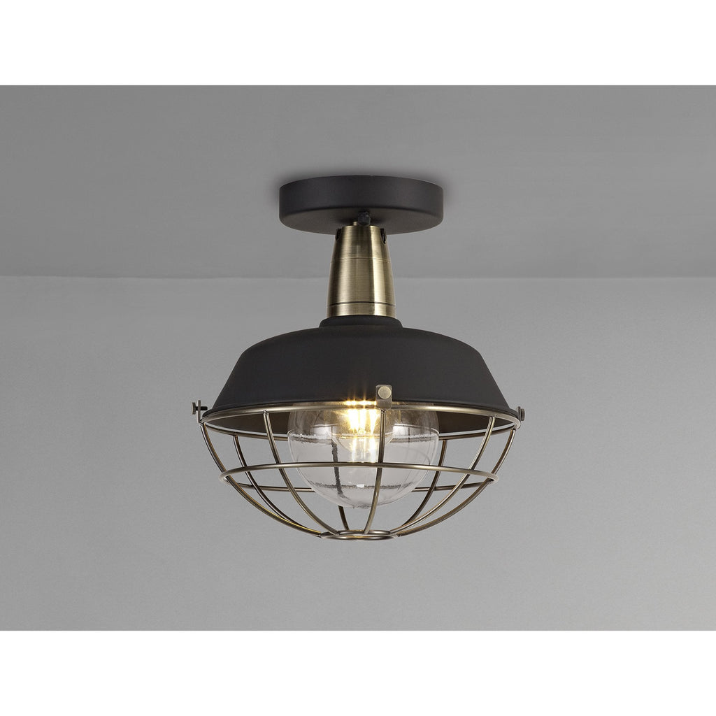 NL78489 Koby Outdoor Semi-Flush Ceiling 1 Light Matt Black/Brushed Bronze