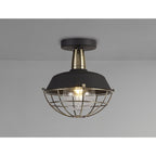 NL78489 Koby Outdoor Semi-Flush Ceiling 1 Light Matt Black/Brushed Bronze
