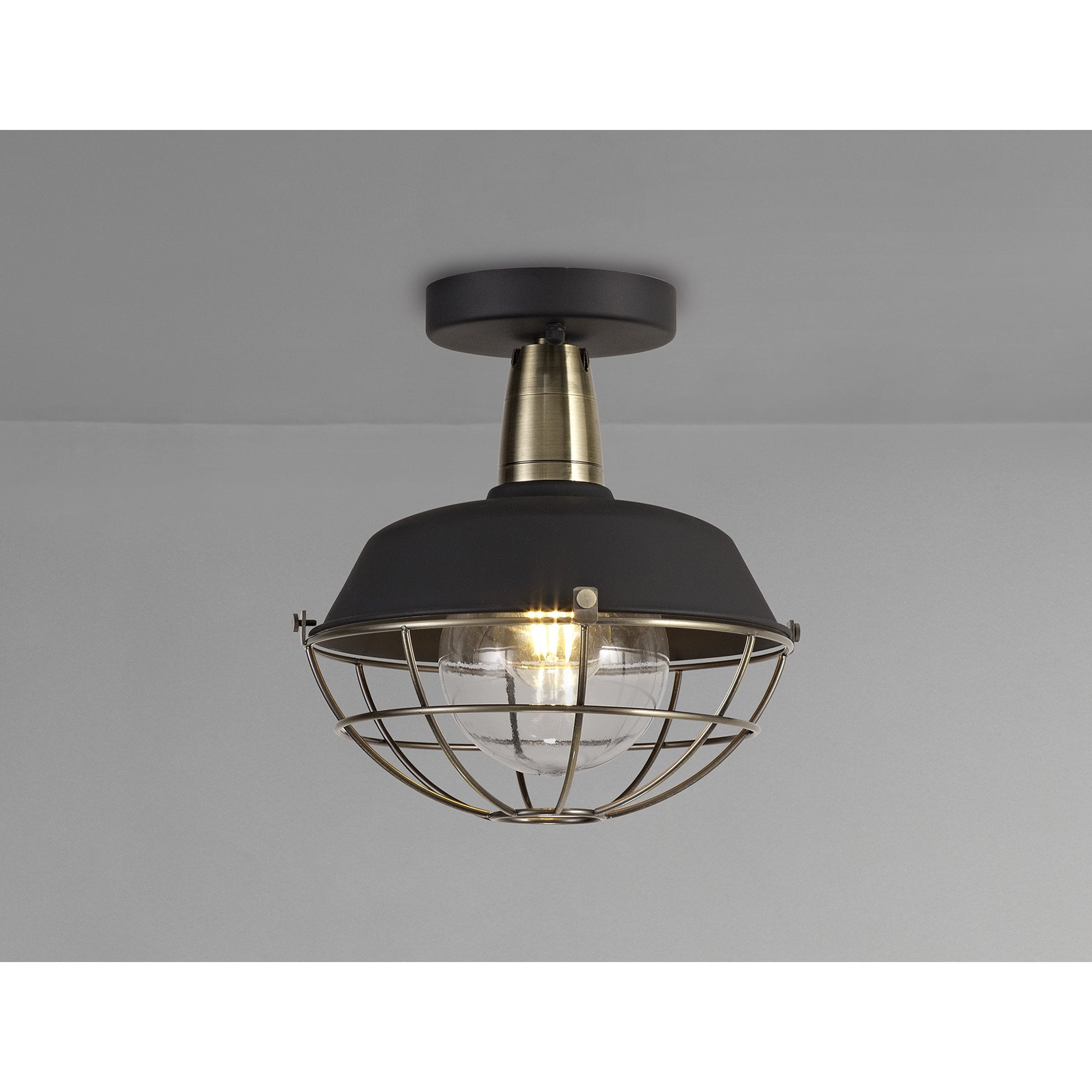 NL78489 Koby Outdoor Semi-Flush Ceiling 1 Light Matt Black/Brushed Bronze