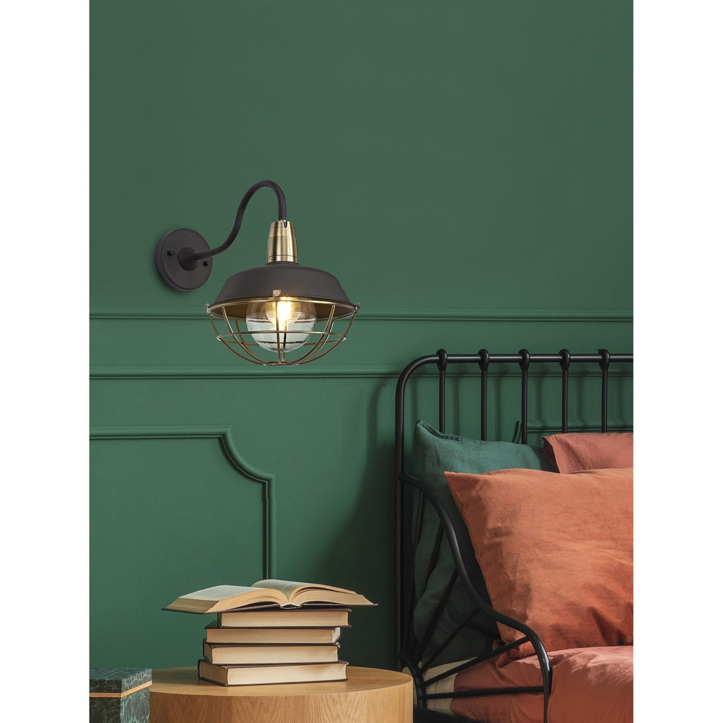 NL78489 Koby Outdoor Semi-Flush Ceiling 1 Light Matt Black/Brushed Bronze