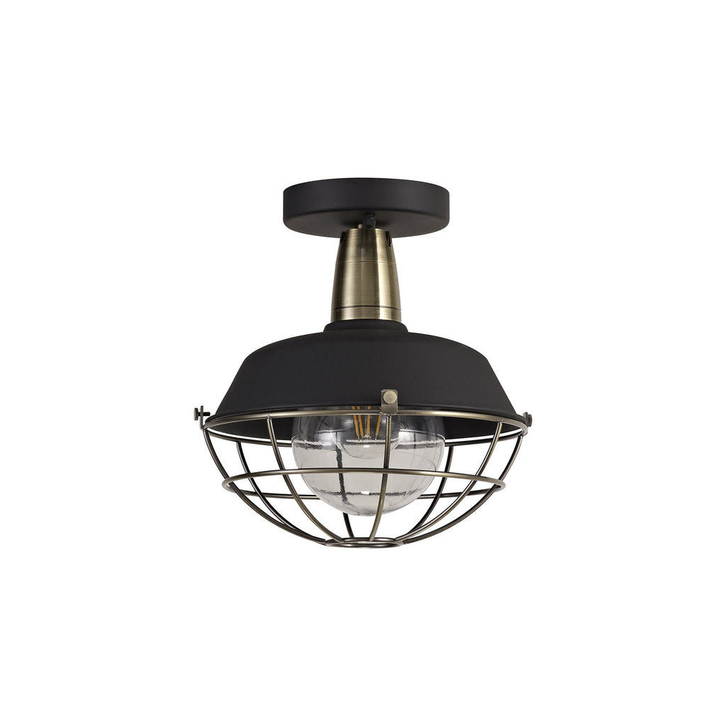 NL78489 Koby Outdoor Semi-Flush Ceiling 1 Light Matt Black/Brushed Bronze