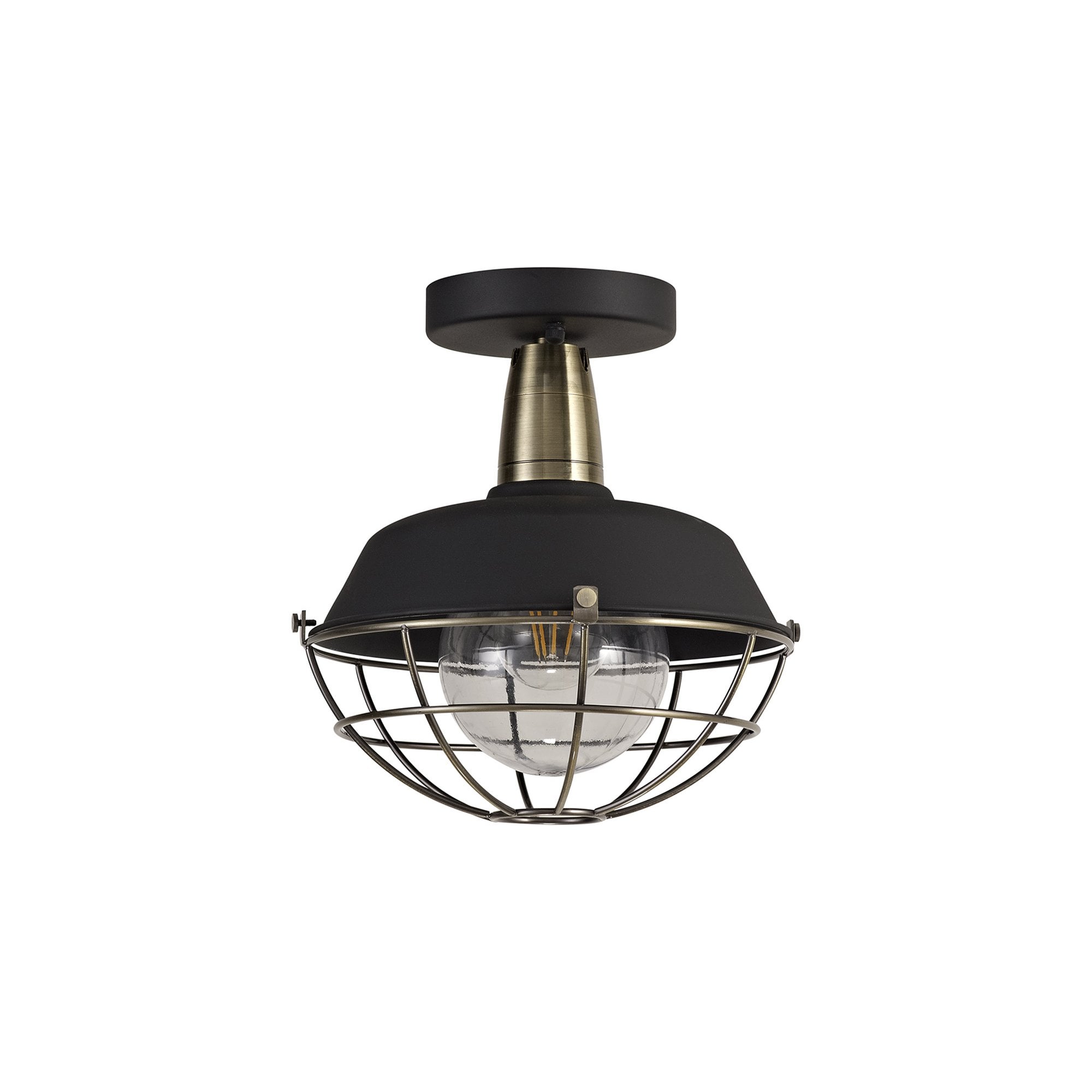 NL78489 Koby Outdoor Semi-Flush Ceiling 1 Light Matt Black/Brushed Bronze