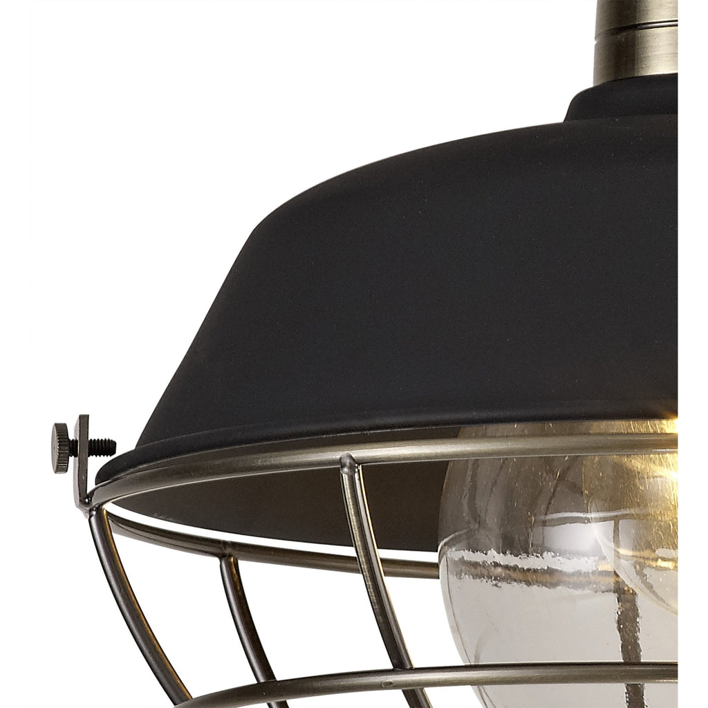 NL78489 Koby Outdoor Semi-Flush Ceiling 1 Light Matt Black/Brushed Bronze