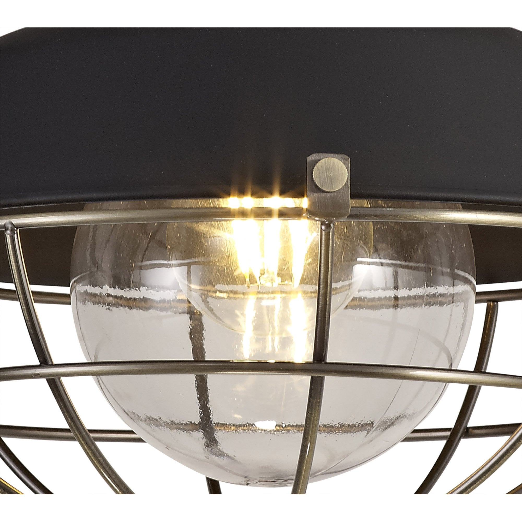 NL78489 Koby Outdoor Semi-Flush Ceiling 1 Light Matt Black/Brushed Bronze