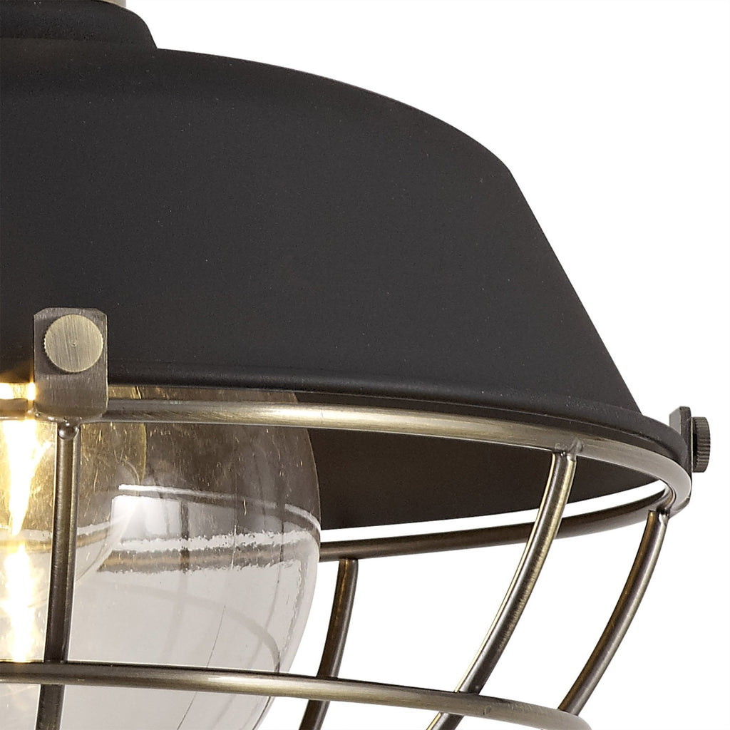 NL78489 Koby Outdoor Semi-Flush Ceiling 1 Light Matt Black/Brushed Bronze