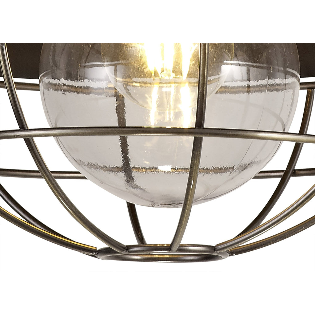 NL78489 Koby Outdoor Semi-Flush Ceiling 1 Light Matt Black/Brushed Bronze
