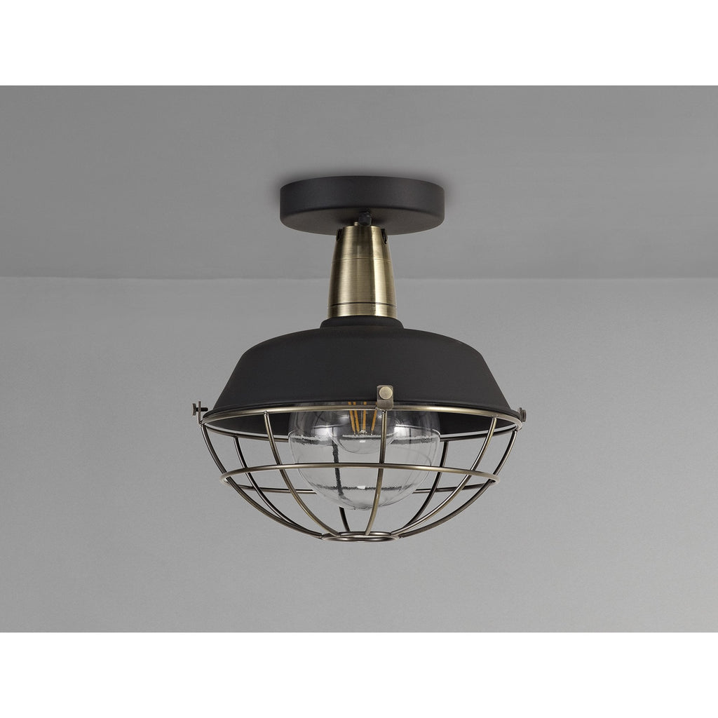 NL78489 Koby Outdoor Semi-Flush Ceiling 1 Light Matt Black/Brushed Bronze
