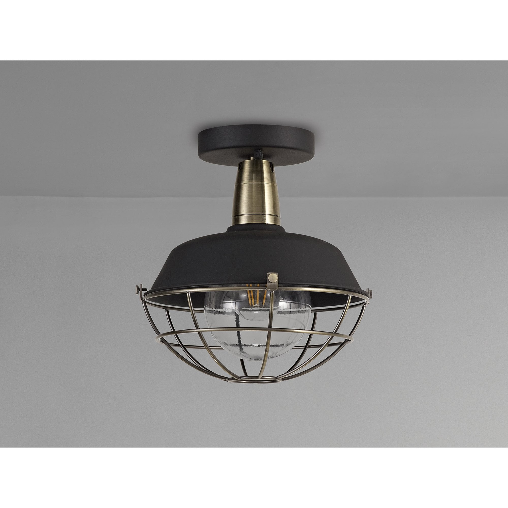 NL78489 Koby Outdoor Semi-Flush Ceiling 1 Light Matt Black/Brushed Bronze