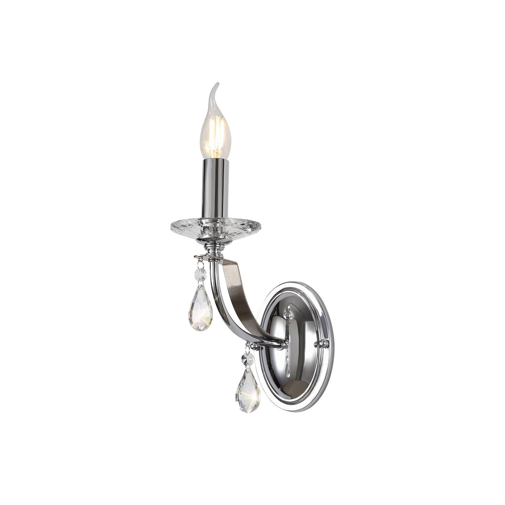 NL74239 Kort Wall Lamp 1 Light Polished Chrome/Satin Nickel/Clear Crystal