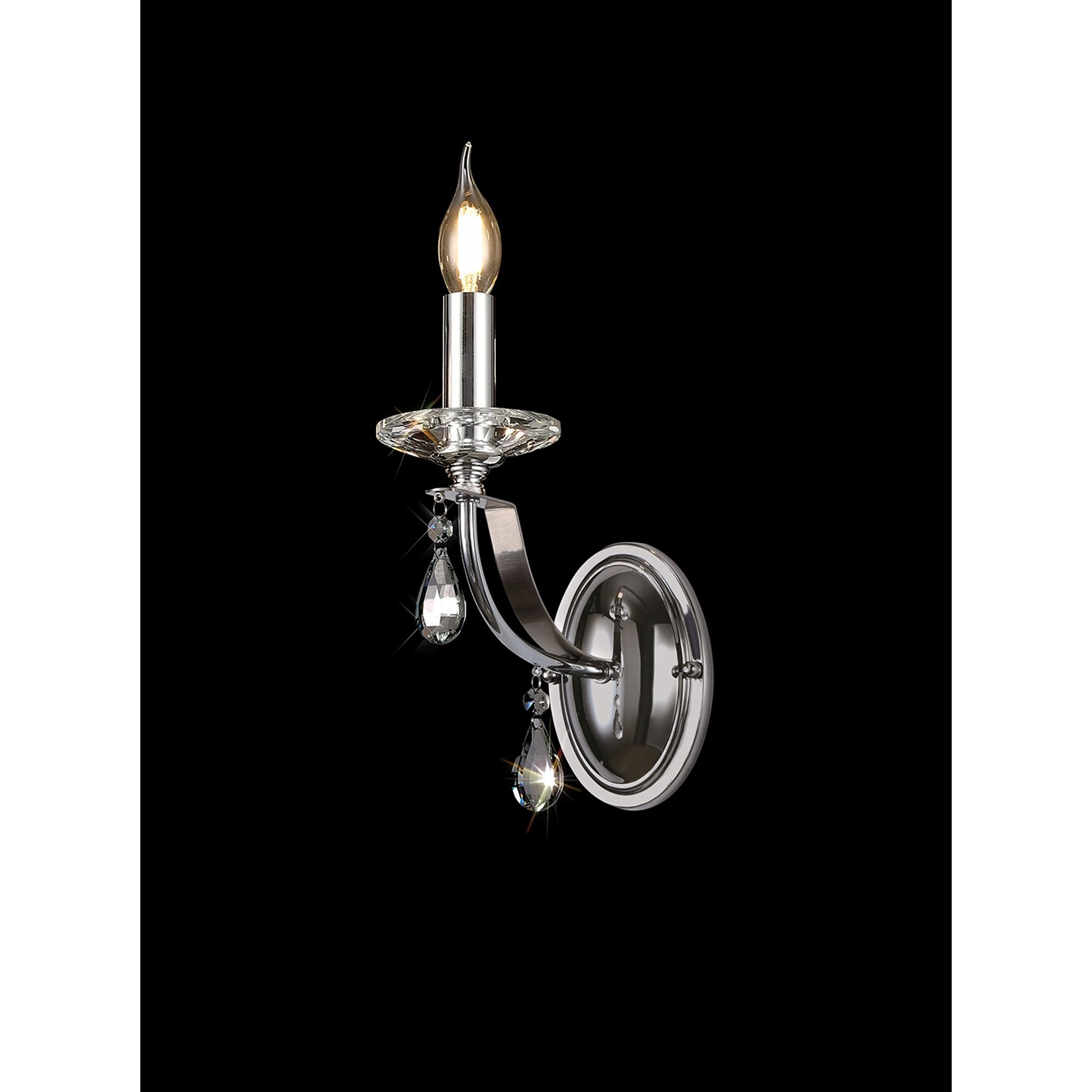 NL74239 Kort Wall Lamp 1 Light Polished Chrome/Satin Nickel/Clear Crystal