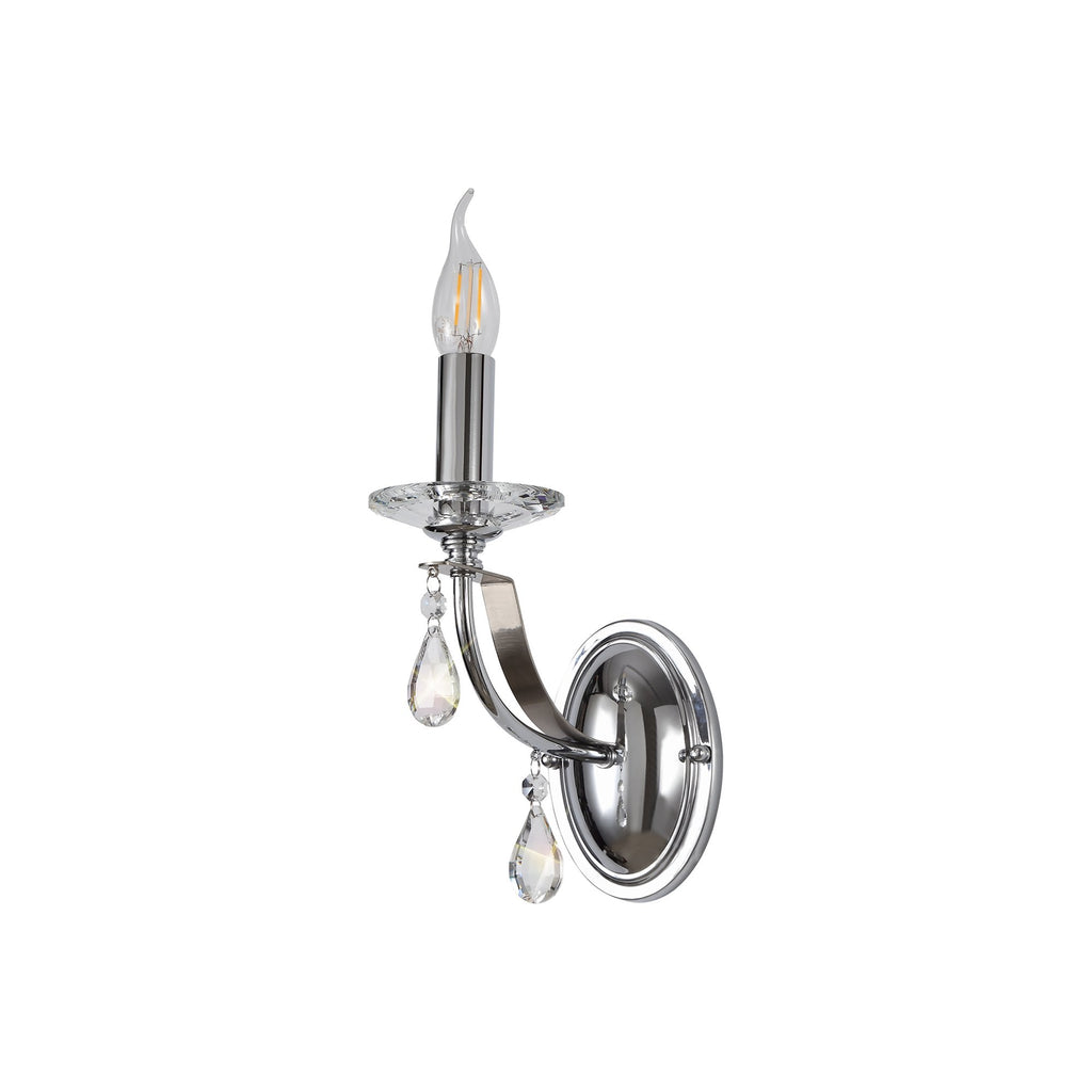 NL74239 Kort Wall Lamp 1 Light Polished Chrome/Satin Nickel/Clear Crystal
