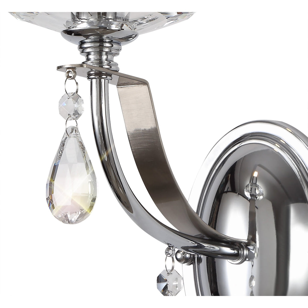 NL74239 Kort Wall Lamp 1 Light Polished Chrome/Satin Nickel/Clear Crystal