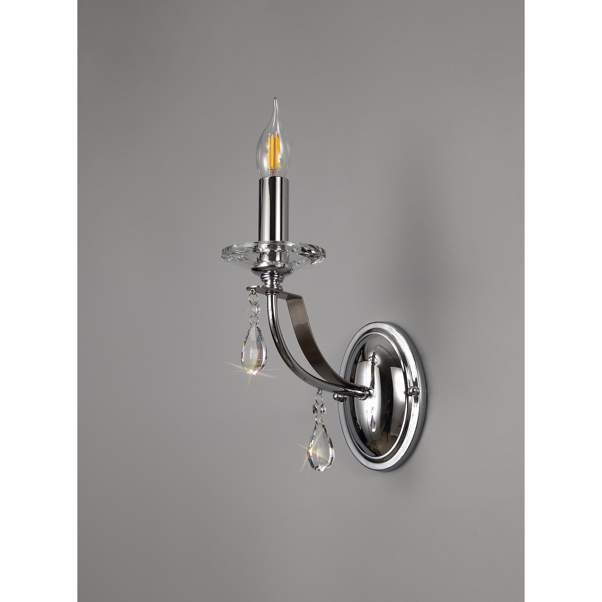 NL74239 Kort Wall Lamp 1 Light Polished Chrome/Satin Nickel/Clear Crystal