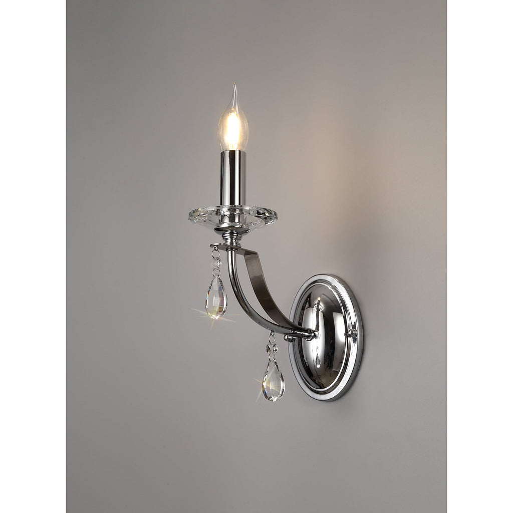 NL74239 Kort Wall Lamp 1 Light Polished Chrome/Satin Nickel/Clear Crystal