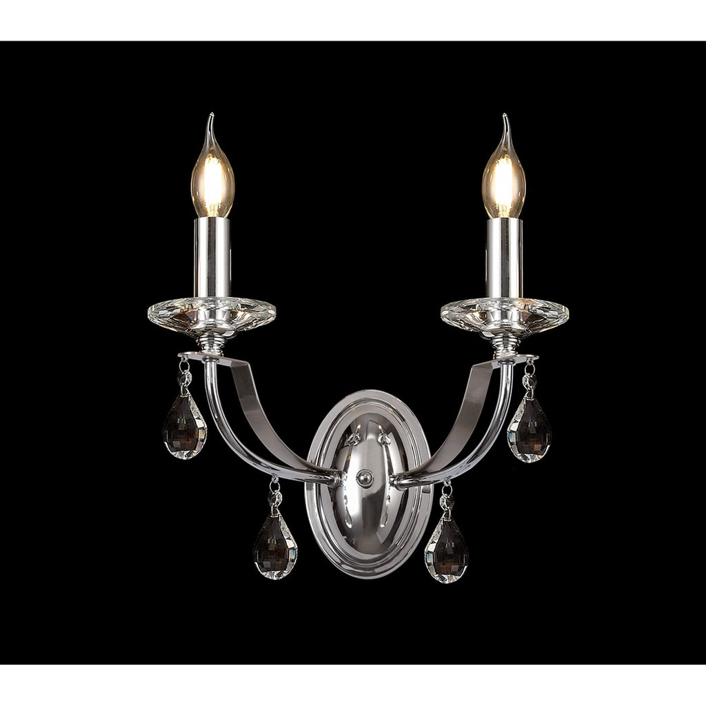 NL74249 Kort Wall Lamp 2 Light Polished Chrome/Satin Nickel/Clear Crystal