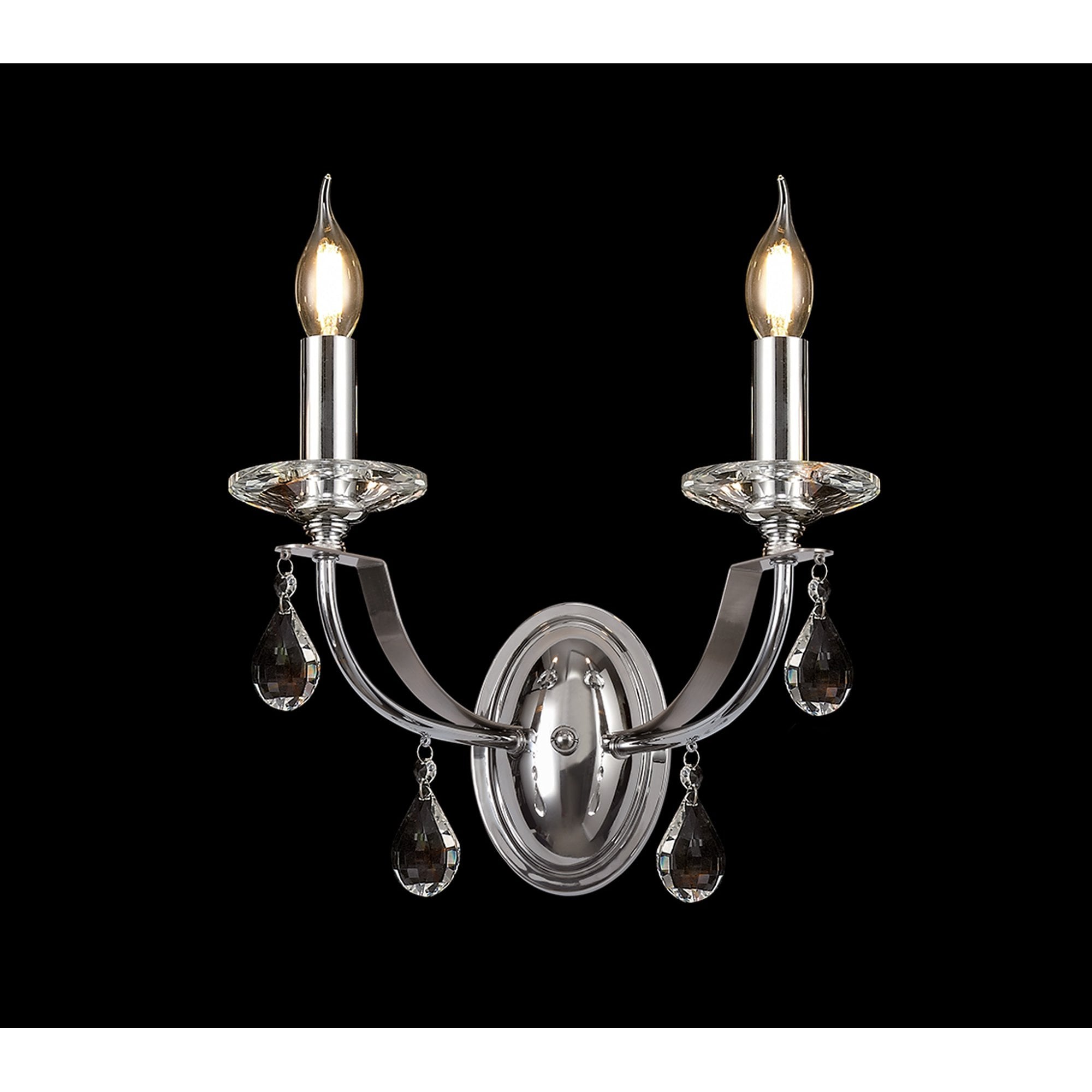 NL74249 Kort Wall Lamp 2 Light Polished Chrome/Satin Nickel/Clear Crystal