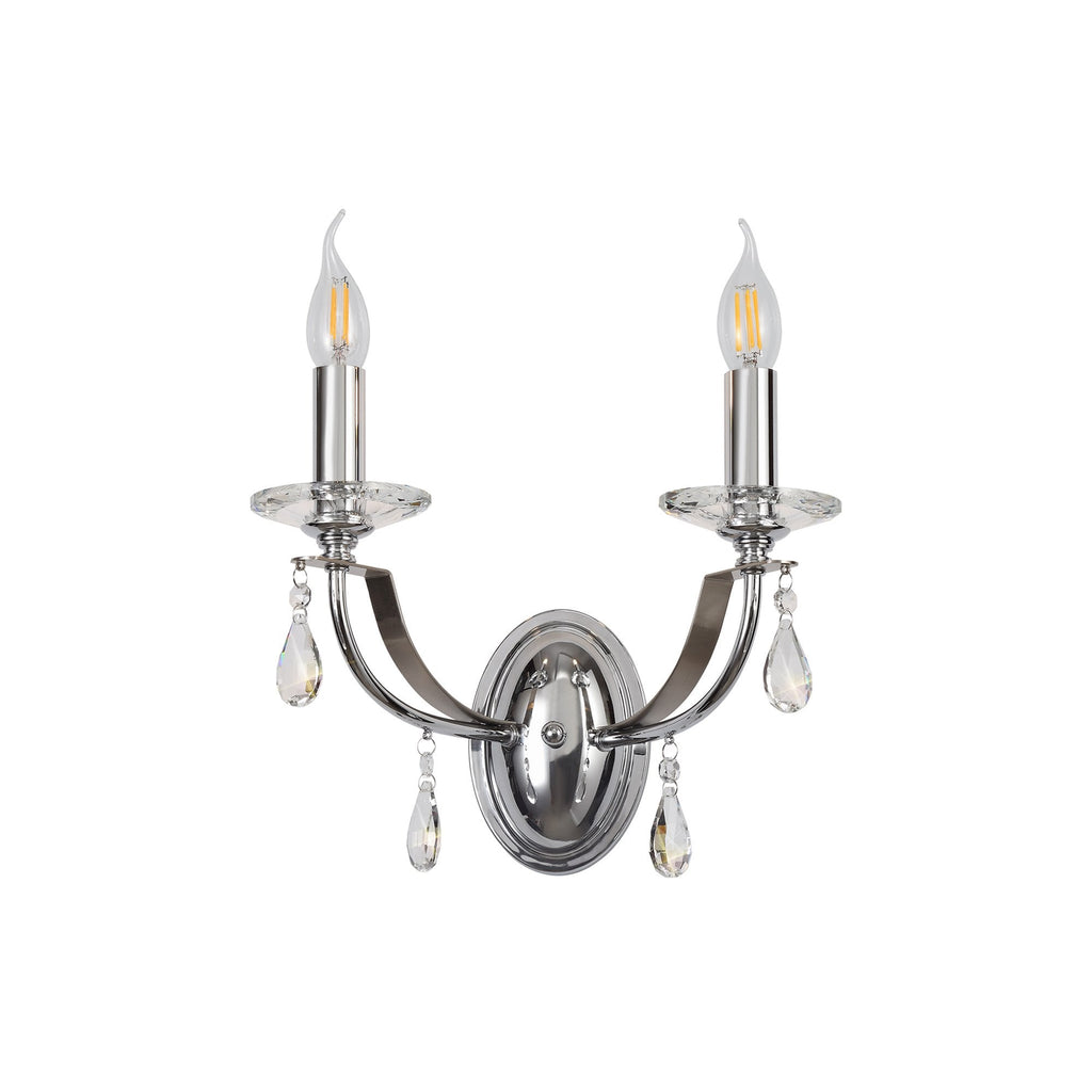 NL74249 Kort Wall Lamp 2 Light Polished Chrome/Satin Nickel/Clear Crystal