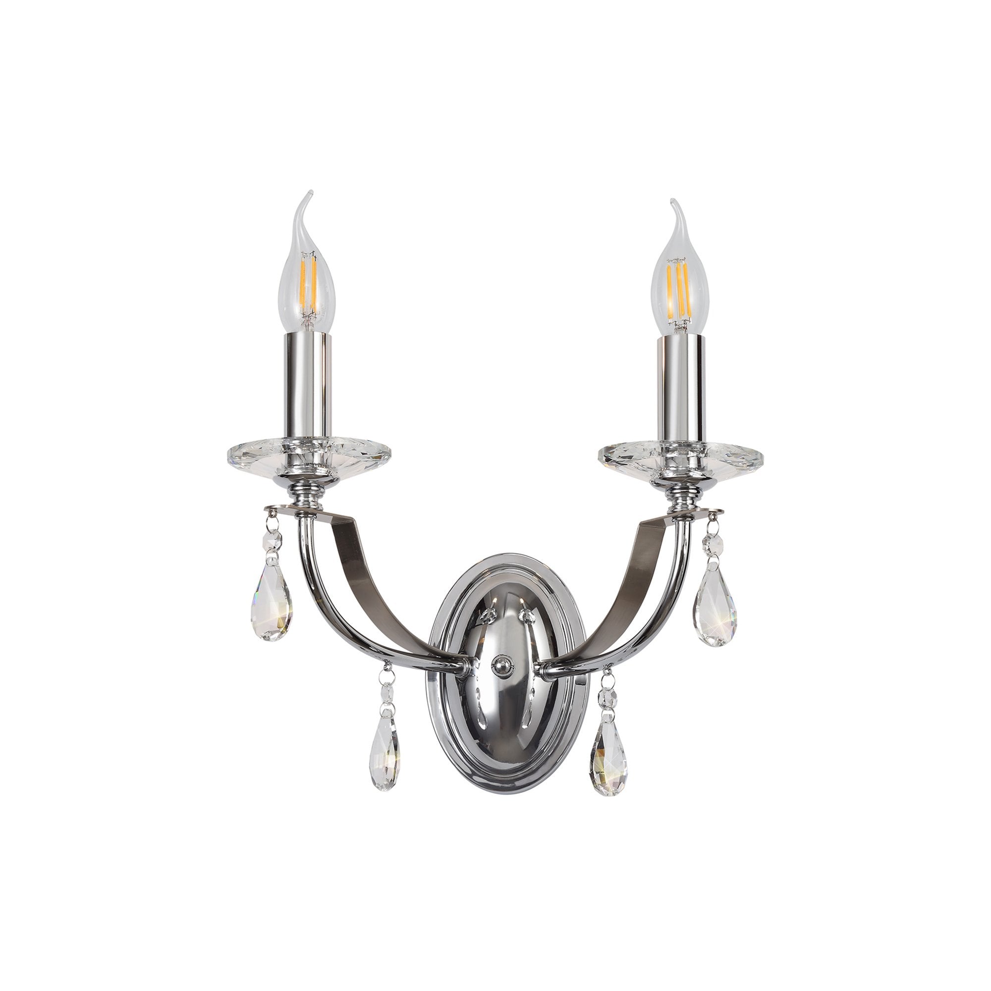 NL74249 Kort Wall Lamp 2 Light Polished Chrome/Satin Nickel/Clear Crystal