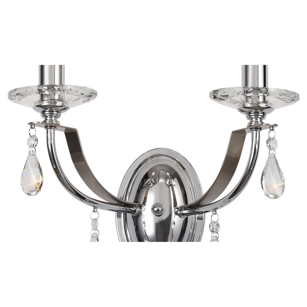 NL74249 Kort Wall Lamp 2 Light Polished Chrome/Satin Nickel/Clear Crystal