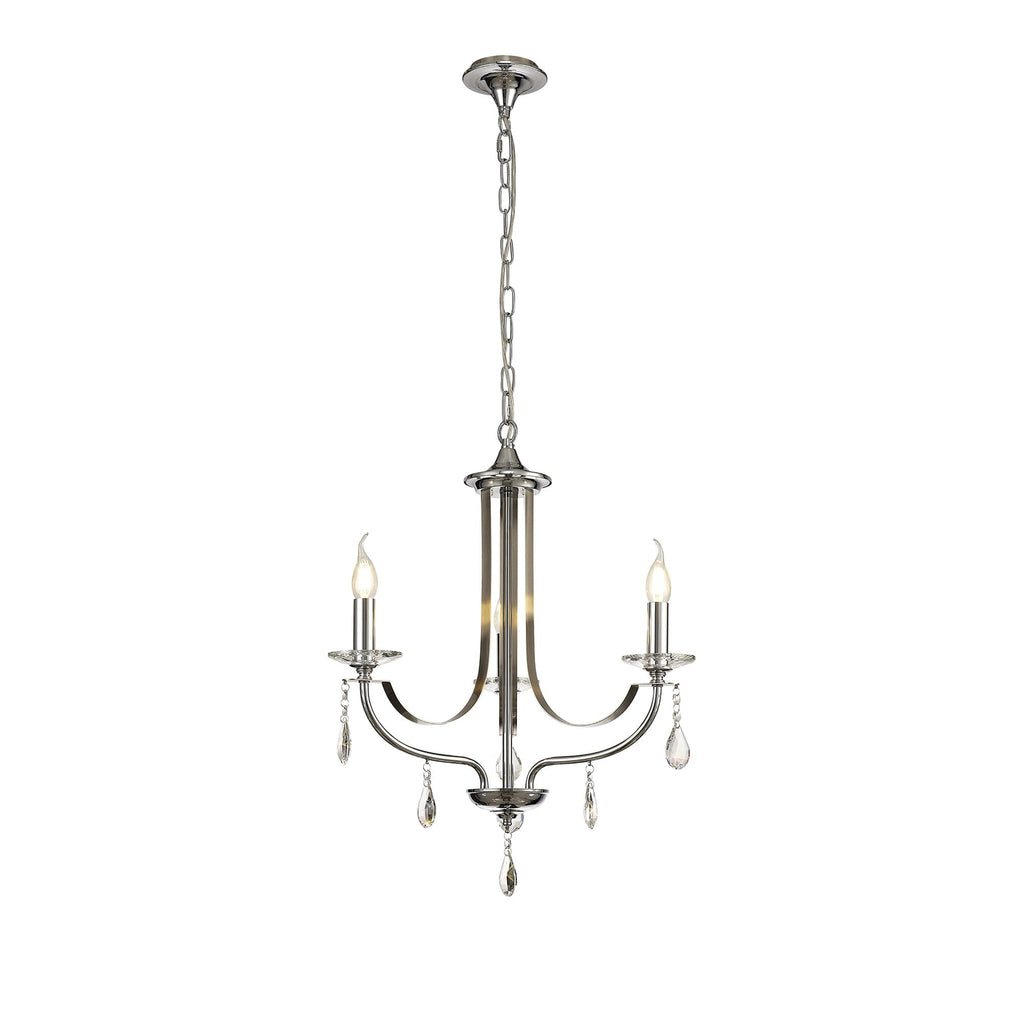 NL74259 Kort Pendant 3 Light Polished Chrome/Satin Nickel/Clear Crystal