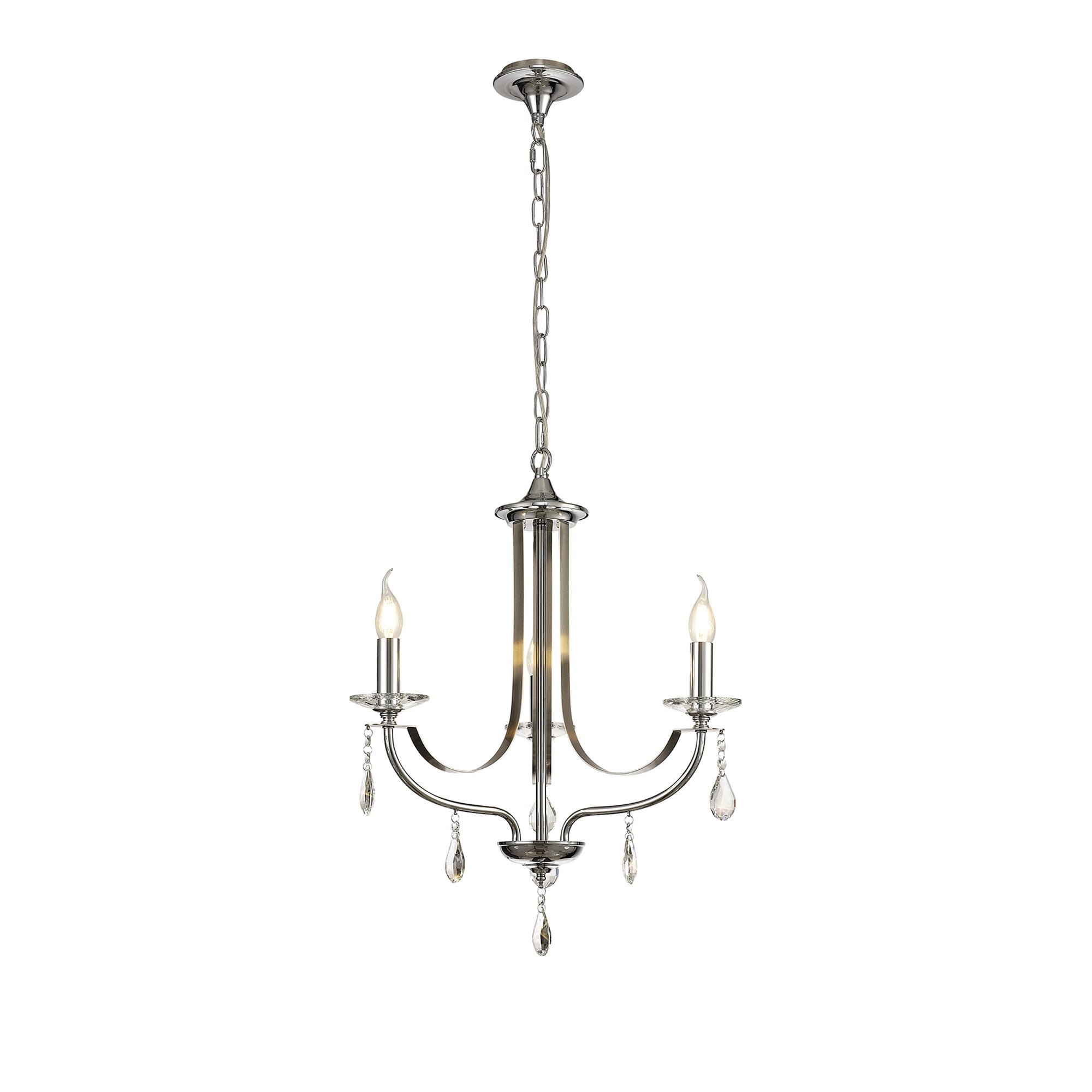 NL74259 Kort Pendant 3 Light Polished Chrome/Satin Nickel/Clear Crystal