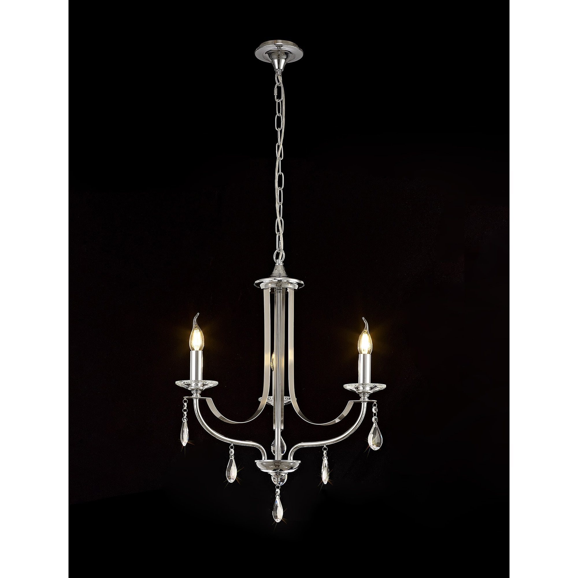 NL74259 Kort Pendant 3 Light Polished Chrome/Satin Nickel/Clear Crystal