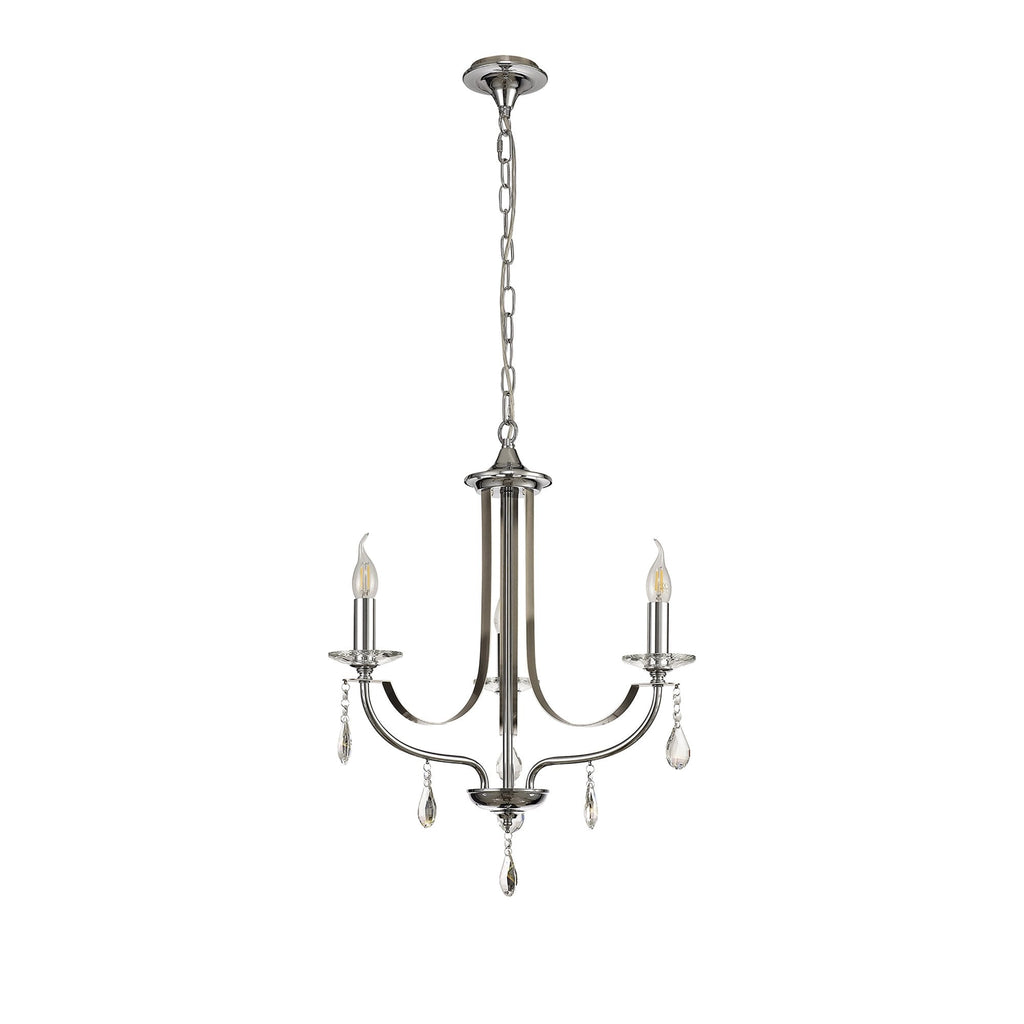 NL74259 Kort Pendant 3 Light Polished Chrome/Satin Nickel/Clear Crystal