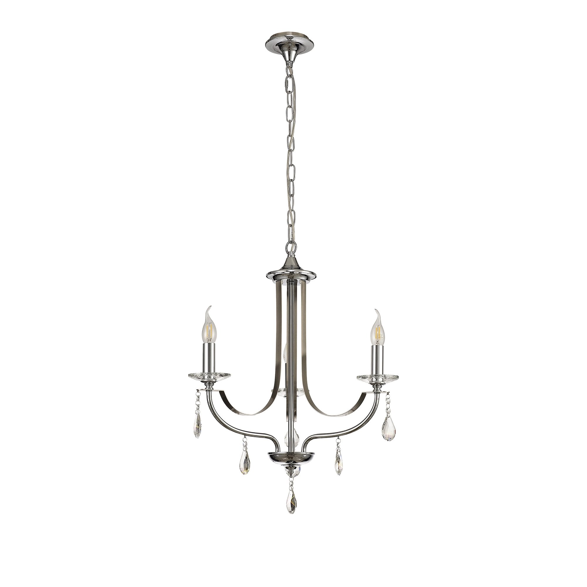 NL74259 Kort Pendant 3 Light Polished Chrome/Satin Nickel/Clear Crystal
