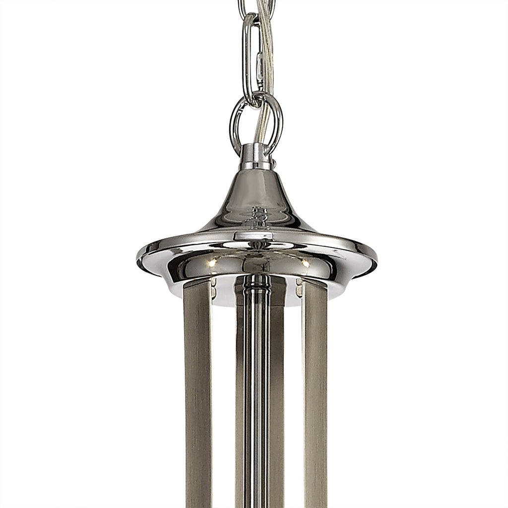 NL74259 Kort Pendant 3 Light Polished Chrome/Satin Nickel/Clear Crystal