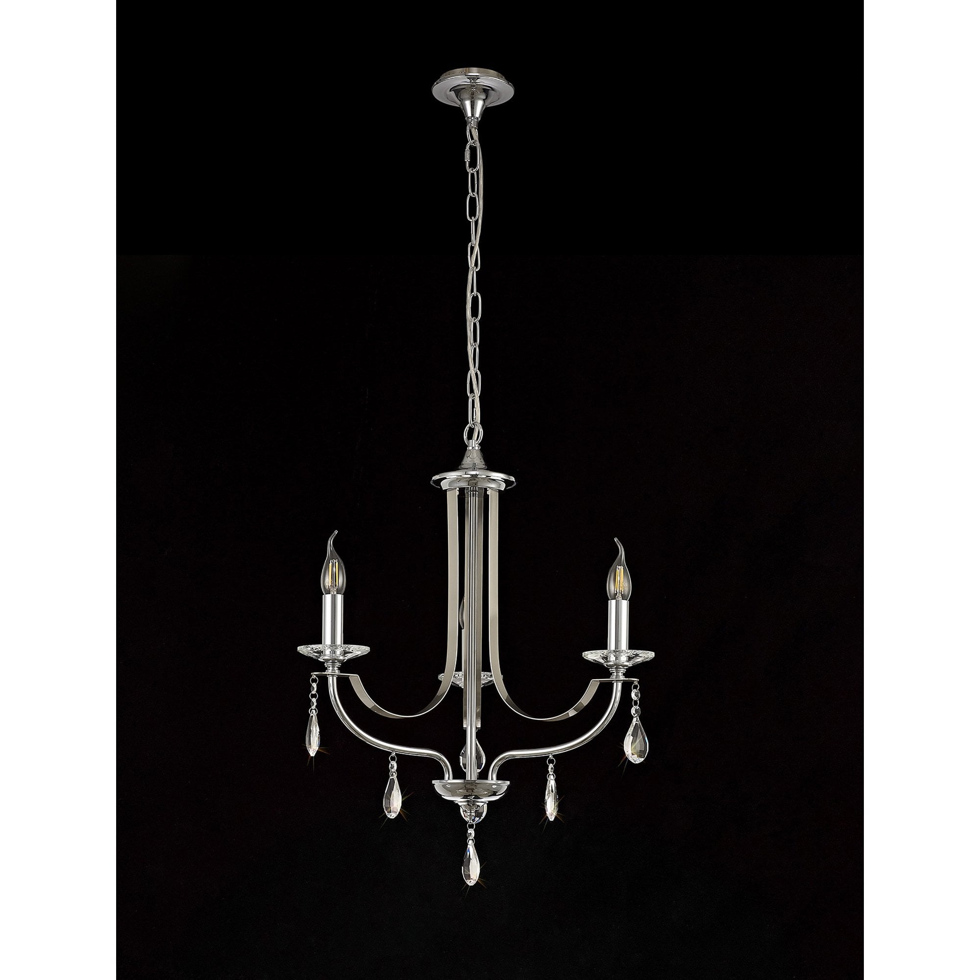 NL74259 Kort Pendant 3 Light Polished Chrome/Satin Nickel/Clear Crystal