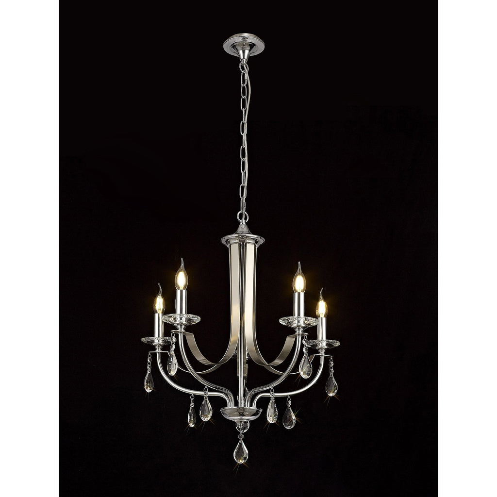 NL74269 Kort Pendant 5 Light Polished Chrome & Satin Nickel/Clear Crystal