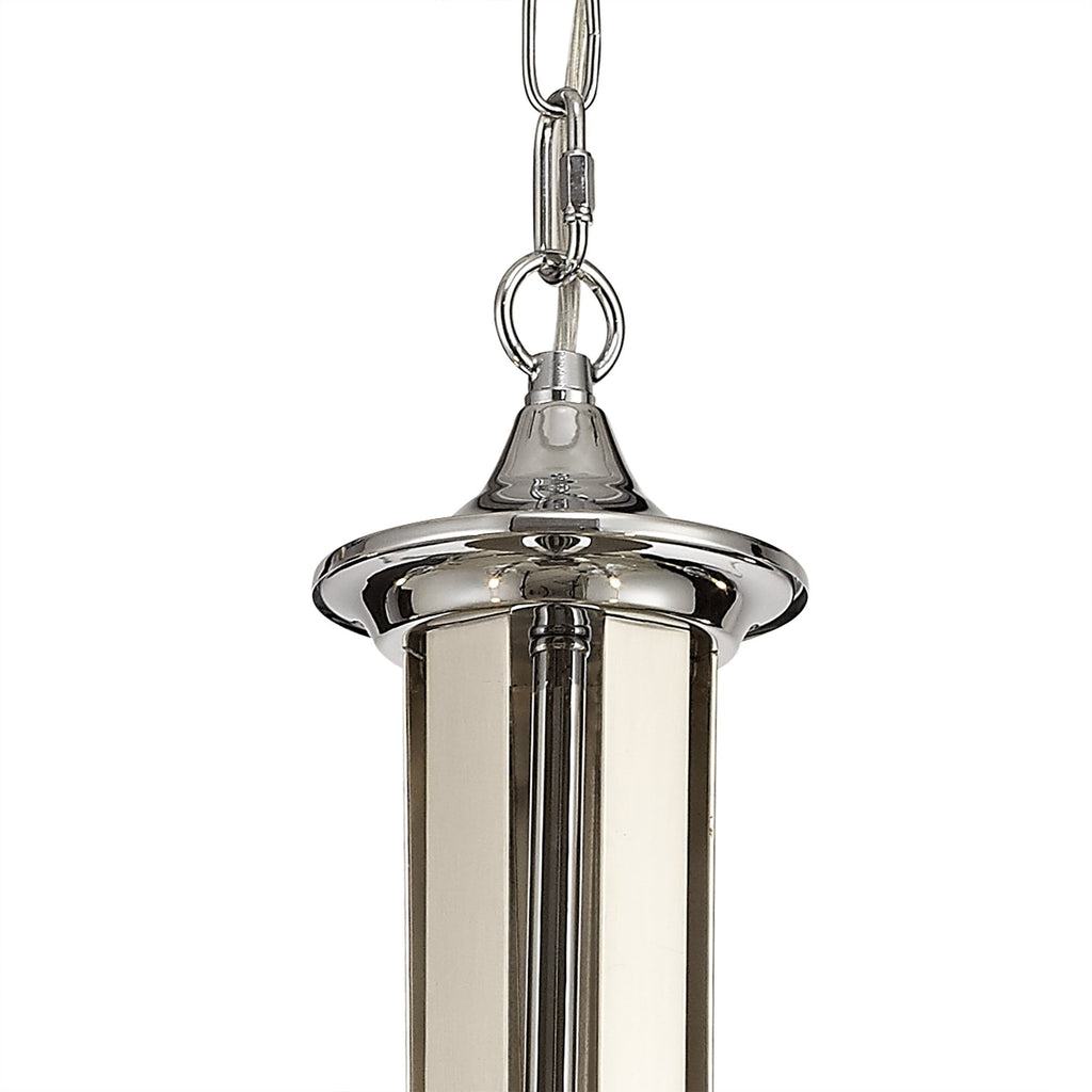 NL74269 Kort Pendant 5 Light Polished Chrome & Satin Nickel/Clear Crystal