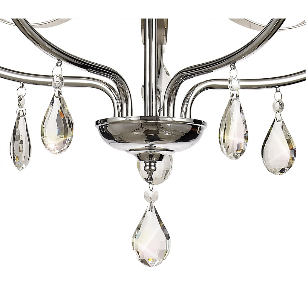 NL74269 Kort Pendant 5 Light Polished Chrome & Satin Nickel/Clear Crystal