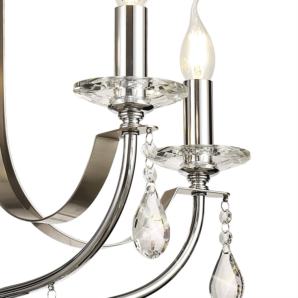 NL74269 Kort Pendant 5 Light Polished Chrome & Satin Nickel/Clear Crystal
