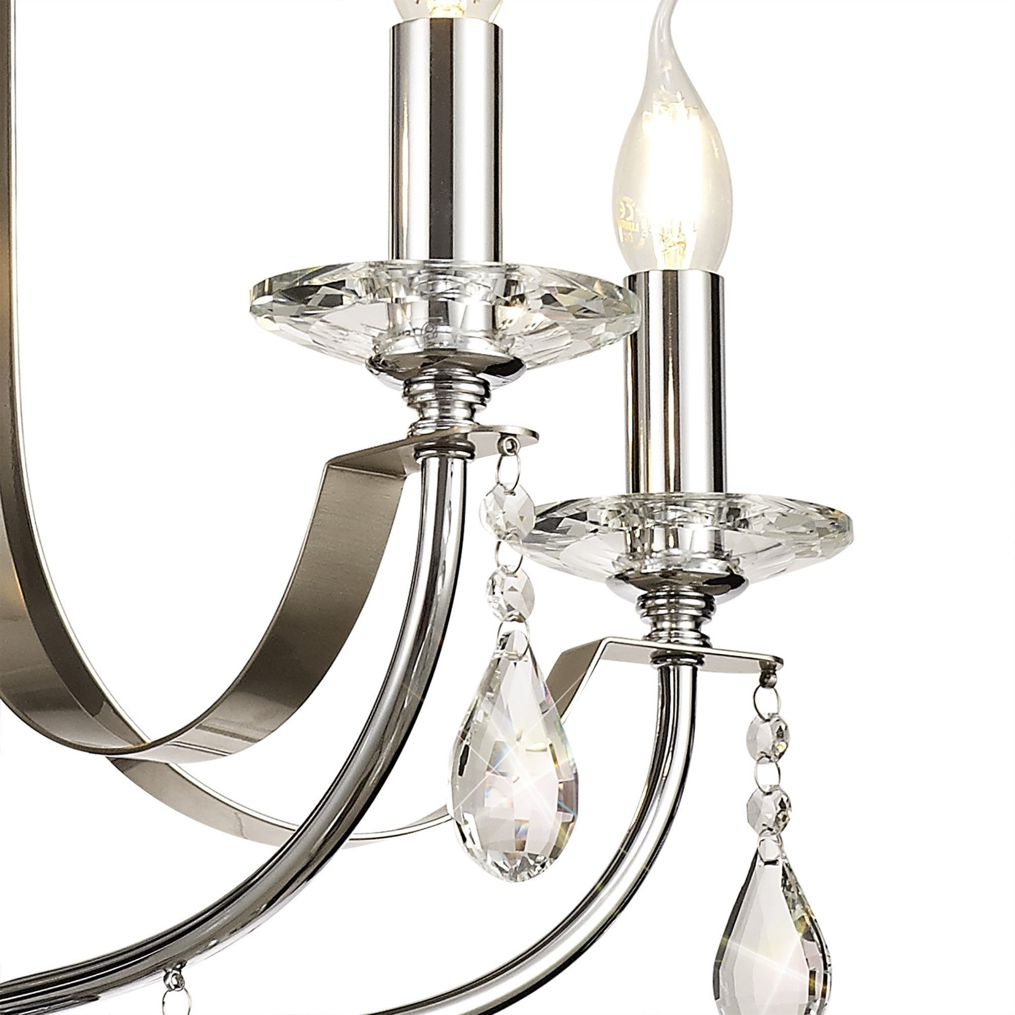 NL74269 Kort Pendant 5 Light Polished Chrome & Satin Nickel/Clear Crystal
