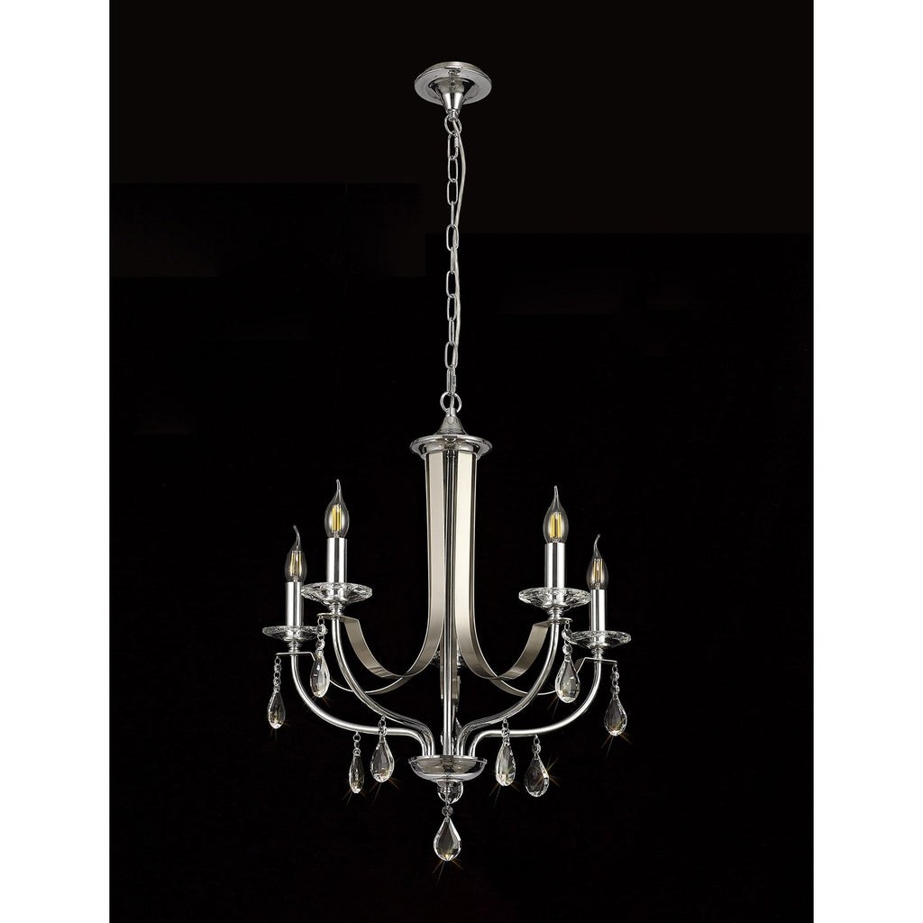 NL74269 Kort Pendant 5 Light Polished Chrome & Satin Nickel/Clear Crystal